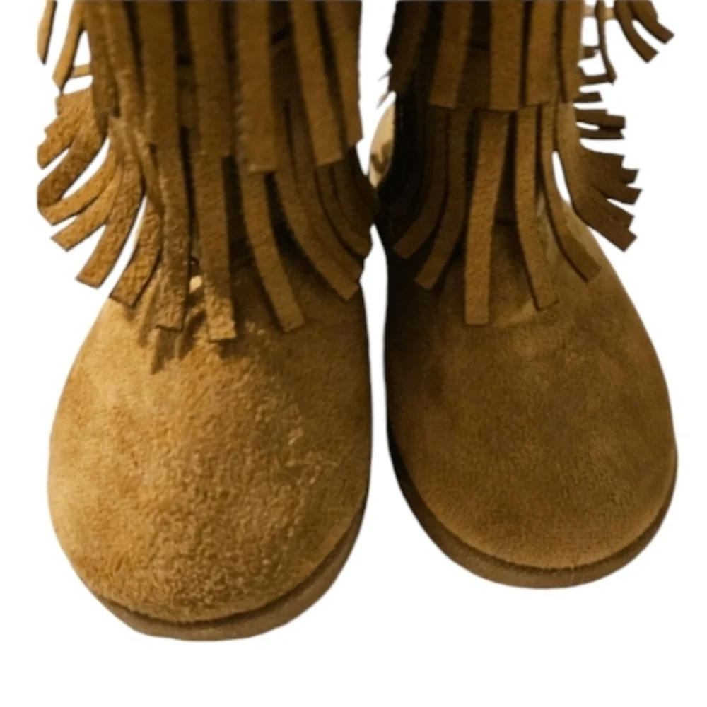 TIERED FRINGE Vegan Leather Suede Booties Little Girls 5.